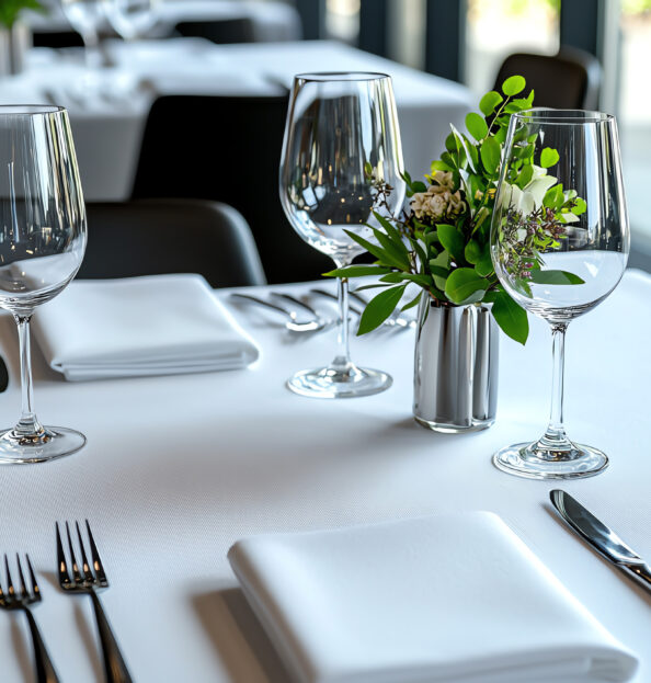 dining table with wine glasses